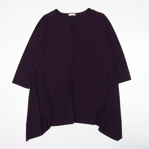 Styled By Womens Purple Polyester Basic Blouse Size M Round Neck