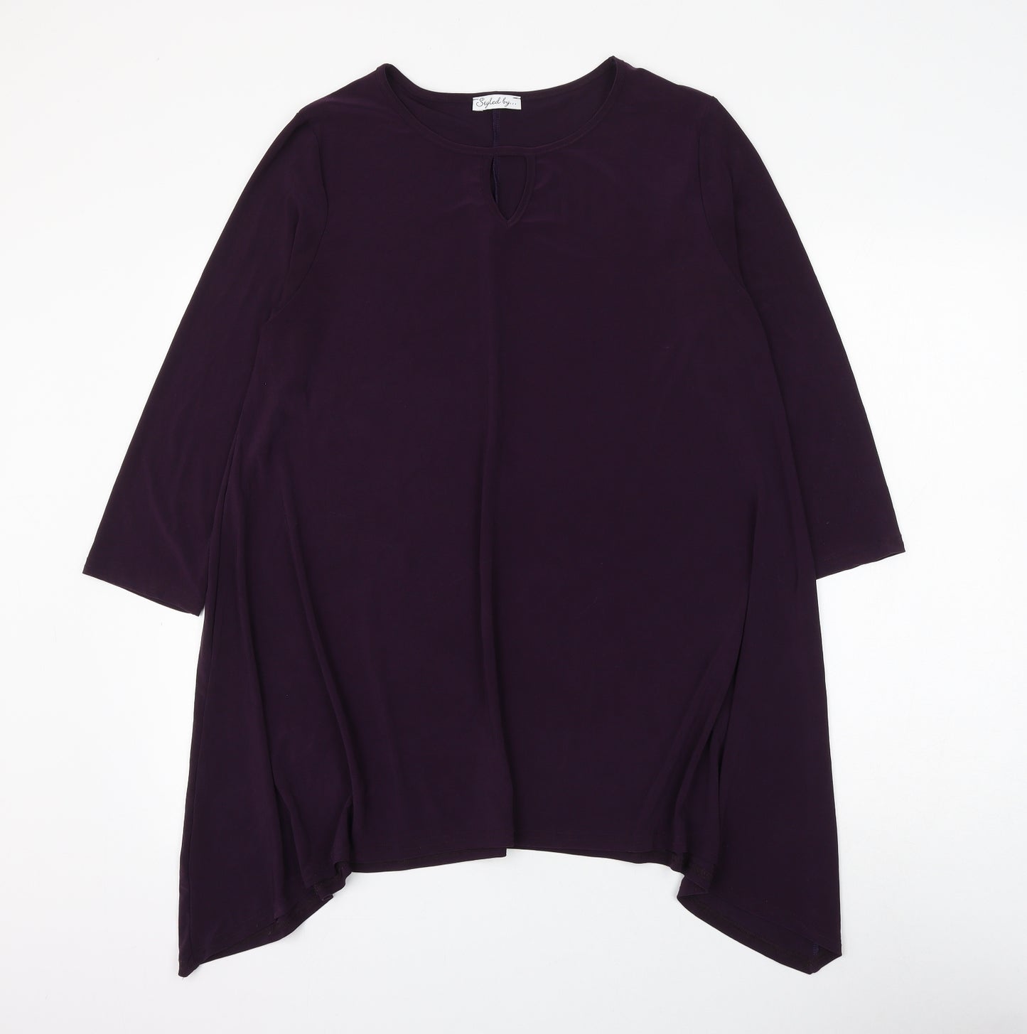 Styled By Womens Purple Polyester Basic Blouse Size M Round Neck