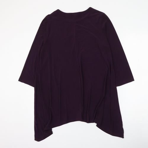 Styled By Womens Purple Polyester Basic Blouse Size M Round Neck