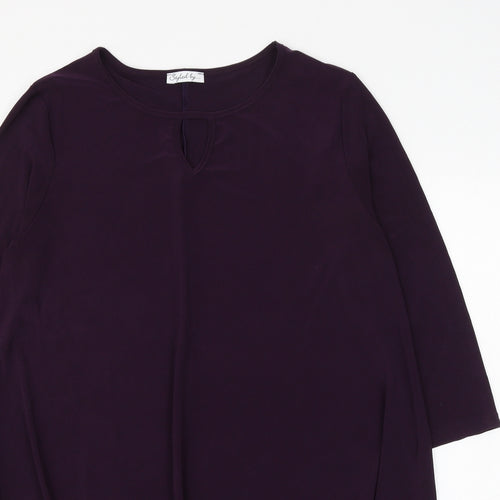 Styled By Womens Purple Polyester Basic Blouse Size M Round Neck