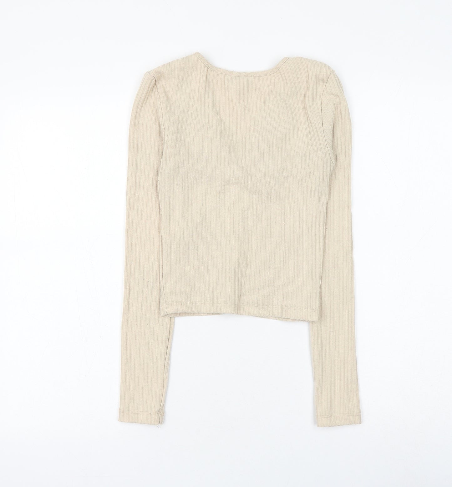 Topshop Womens Beige Polyester Basic Blouse Size 8 V-Neck