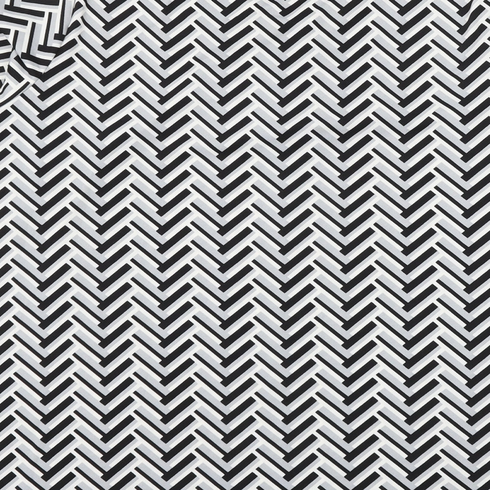 Bonmarché Womens Grey Geometric Polyester Basic Blouse Size 18 Scoop Neck