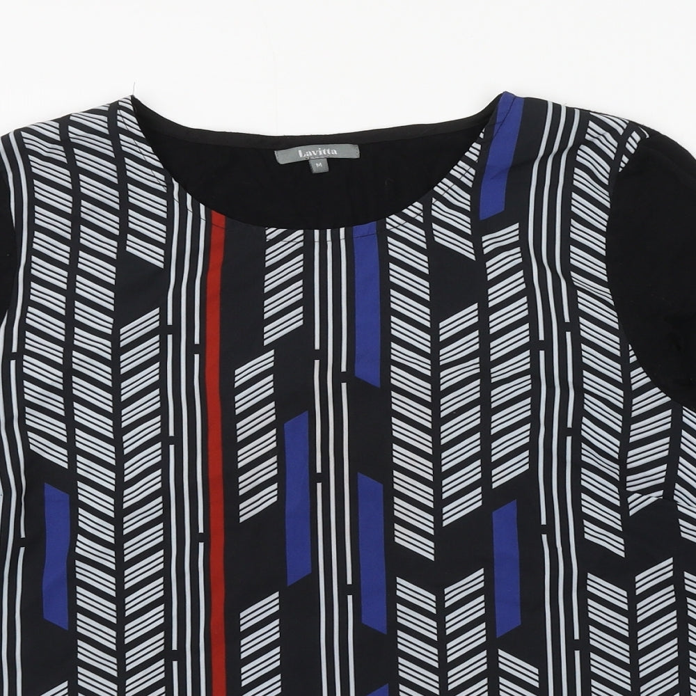Lavita Womens Multicoloured Geometric Viscose Basic Blouse Size M Round Neck
