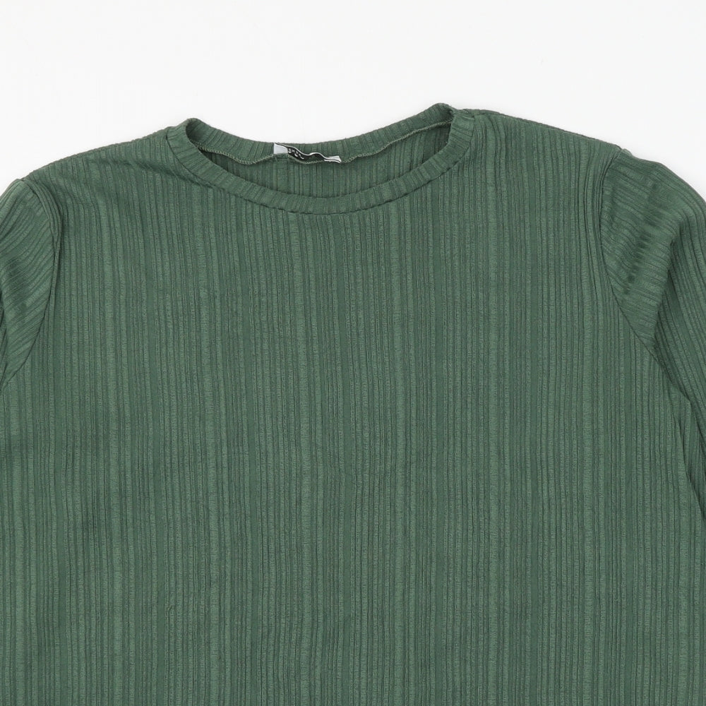 Papaya Womens Green Polyester Basic Blouse Size 14 Round Neck