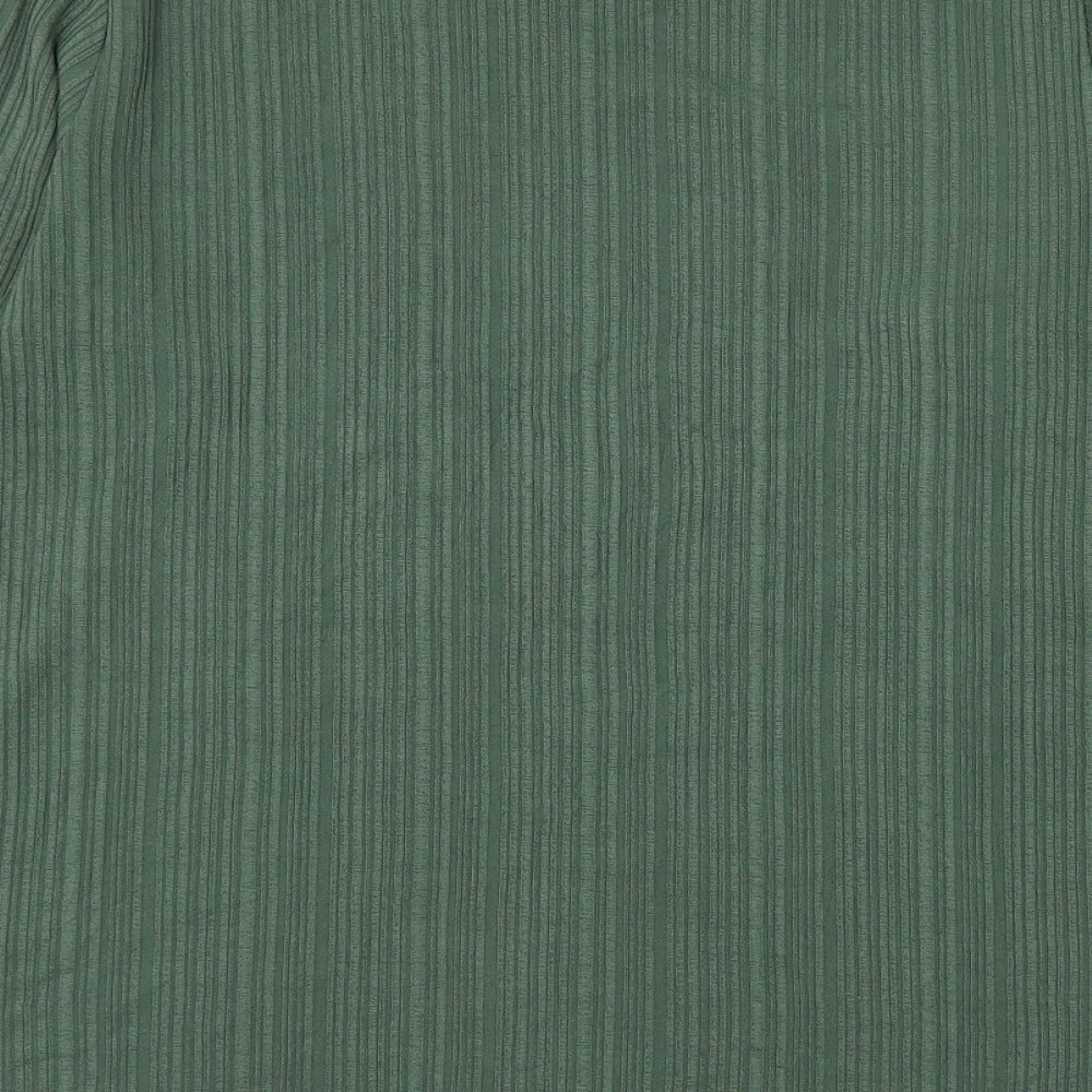 Papaya Womens Green Polyester Basic Blouse Size 14 Round Neck