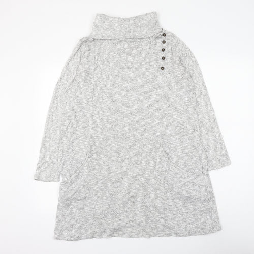 IQ Womens Grey Roll Neck Viscose Pullover Jumper Size L