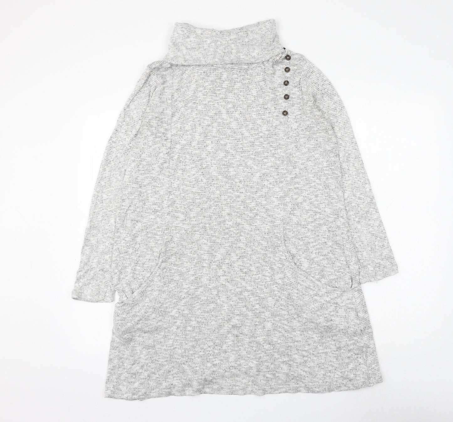 IQ Womens Grey Roll Neck Viscose Pullover Jumper Size L