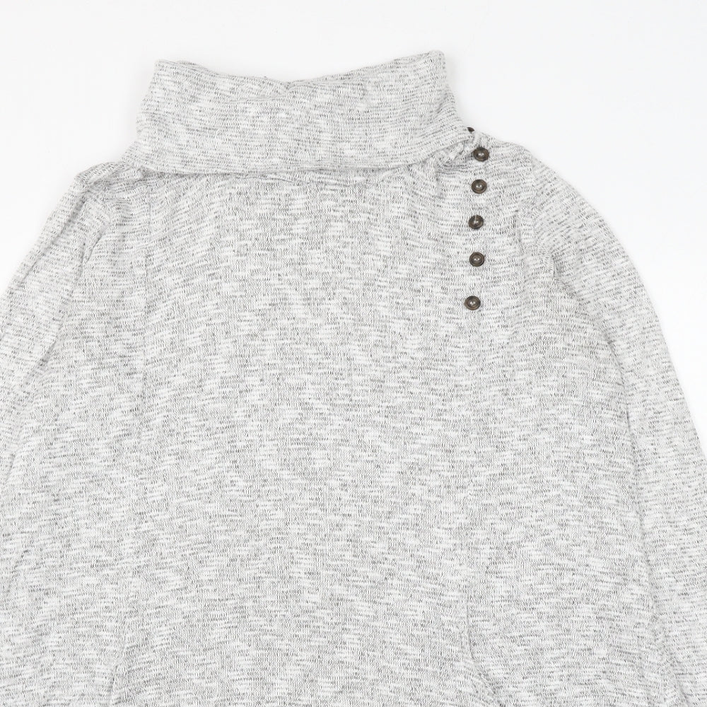 IQ Womens Grey Roll Neck Viscose Pullover Jumper Size L