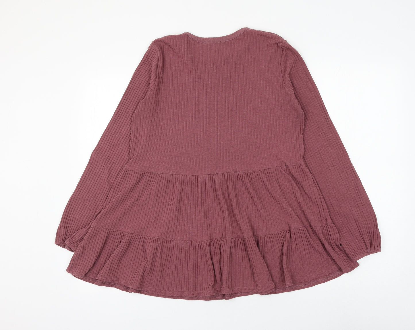 New Look Womens Pink Polyester Basic Blouse Size 12 Round Neck