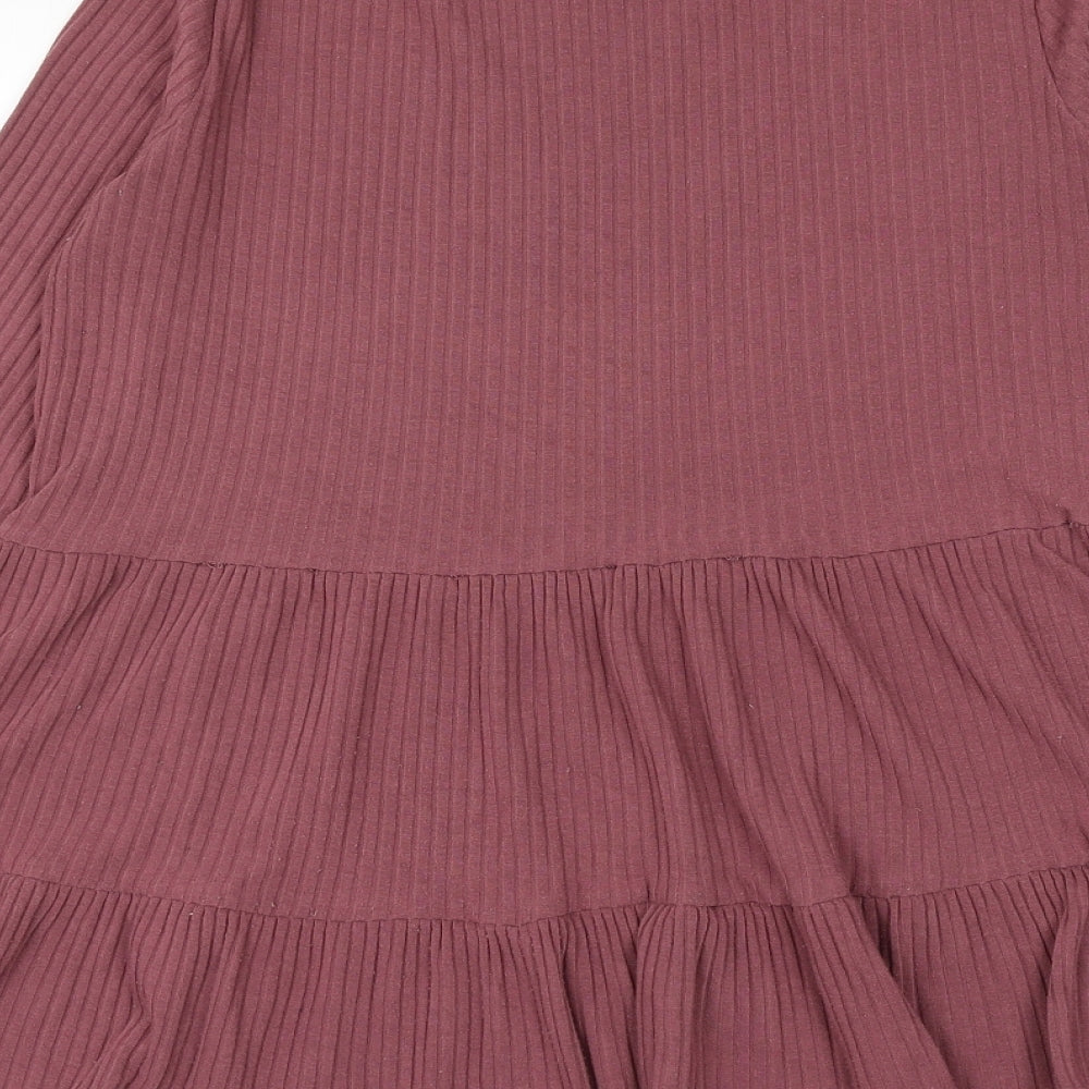 New Look Womens Pink Polyester Basic Blouse Size 12 Round Neck