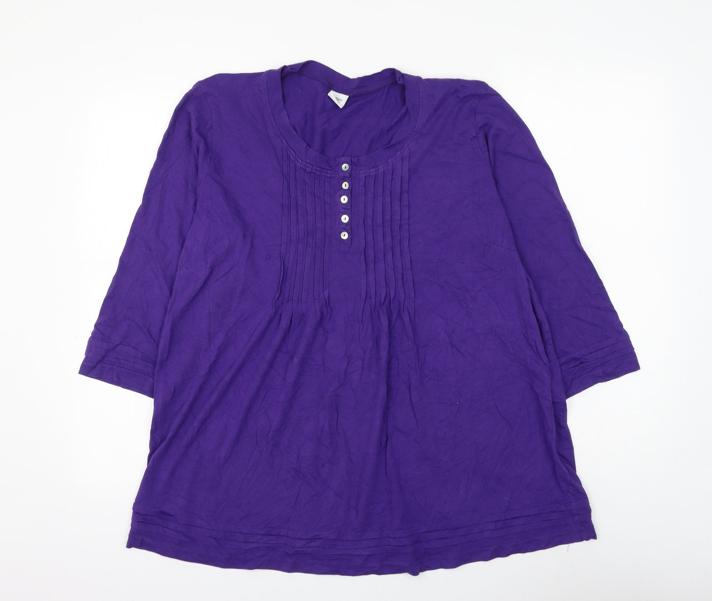 Cotton Traders Womens Purple Cotton Basic Blouse Size 18 Scoop Neck