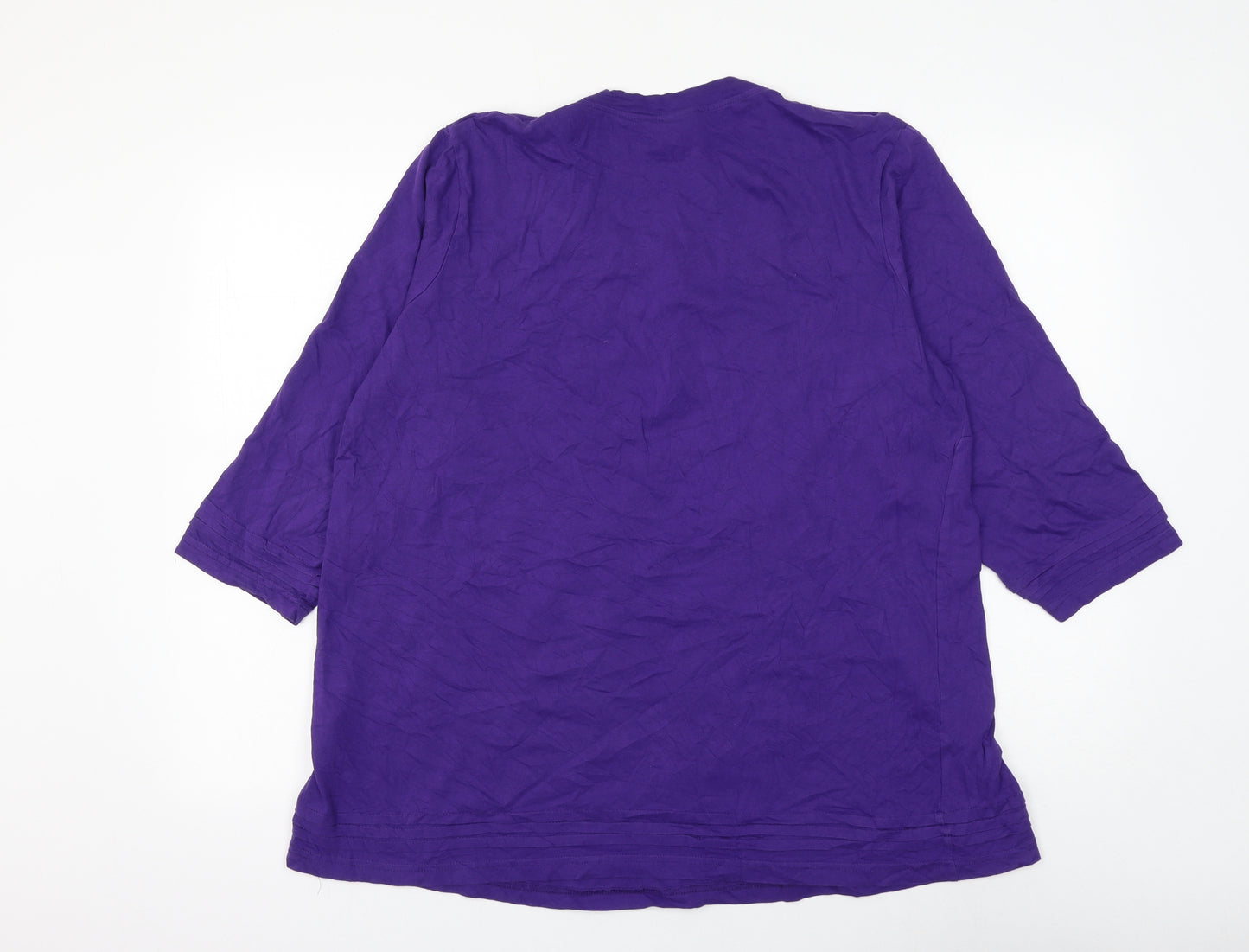 Cotton Traders Womens Purple Cotton Basic Blouse Size 18 Scoop Neck