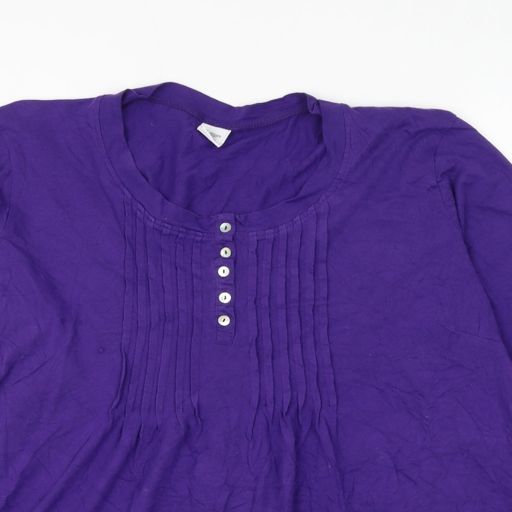 Cotton Traders Womens Purple Cotton Basic Blouse Size 18 Scoop Neck