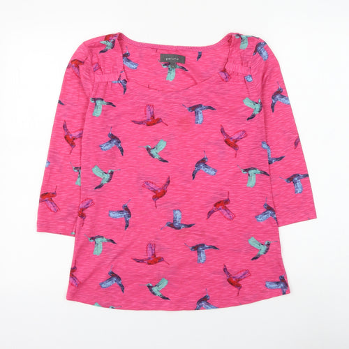 Marks and Spencer Womens Pink Geometric Polyester Basic Blouse Size 8 Round Neck - Bird