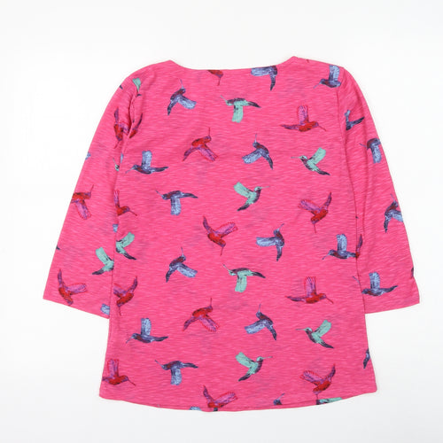 Marks and Spencer Womens Pink Geometric Polyester Basic Blouse Size 8 Round Neck - Bird