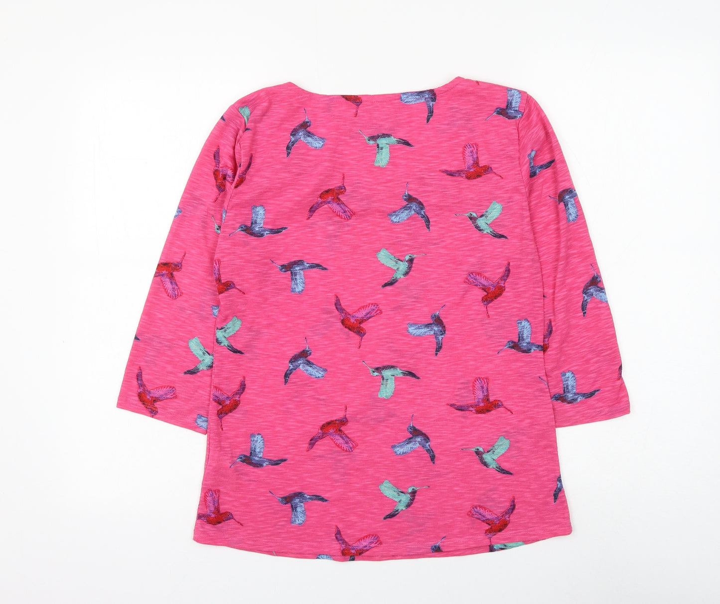 Marks and Spencer Womens Pink Geometric Polyester Basic Blouse Size 8 Round Neck - Bird