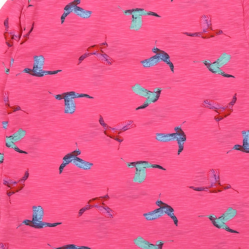 Marks and Spencer Womens Pink Geometric Polyester Basic Blouse Size 8 Round Neck - Bird