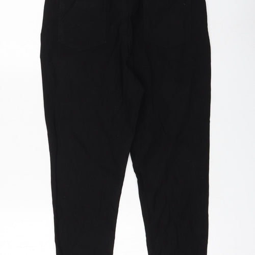 Select Womens Black Viscose Capri Trousers Size 12 L22 in Regular Zip - Lace Up