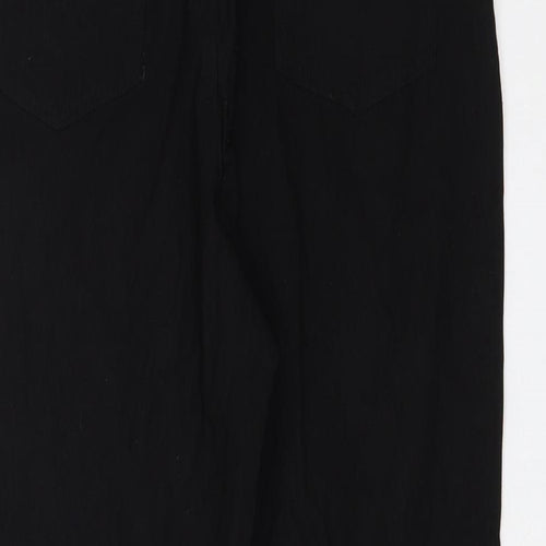 Select Womens Black Viscose Capri Trousers Size 12 L22 in Regular Zip - Lace Up
