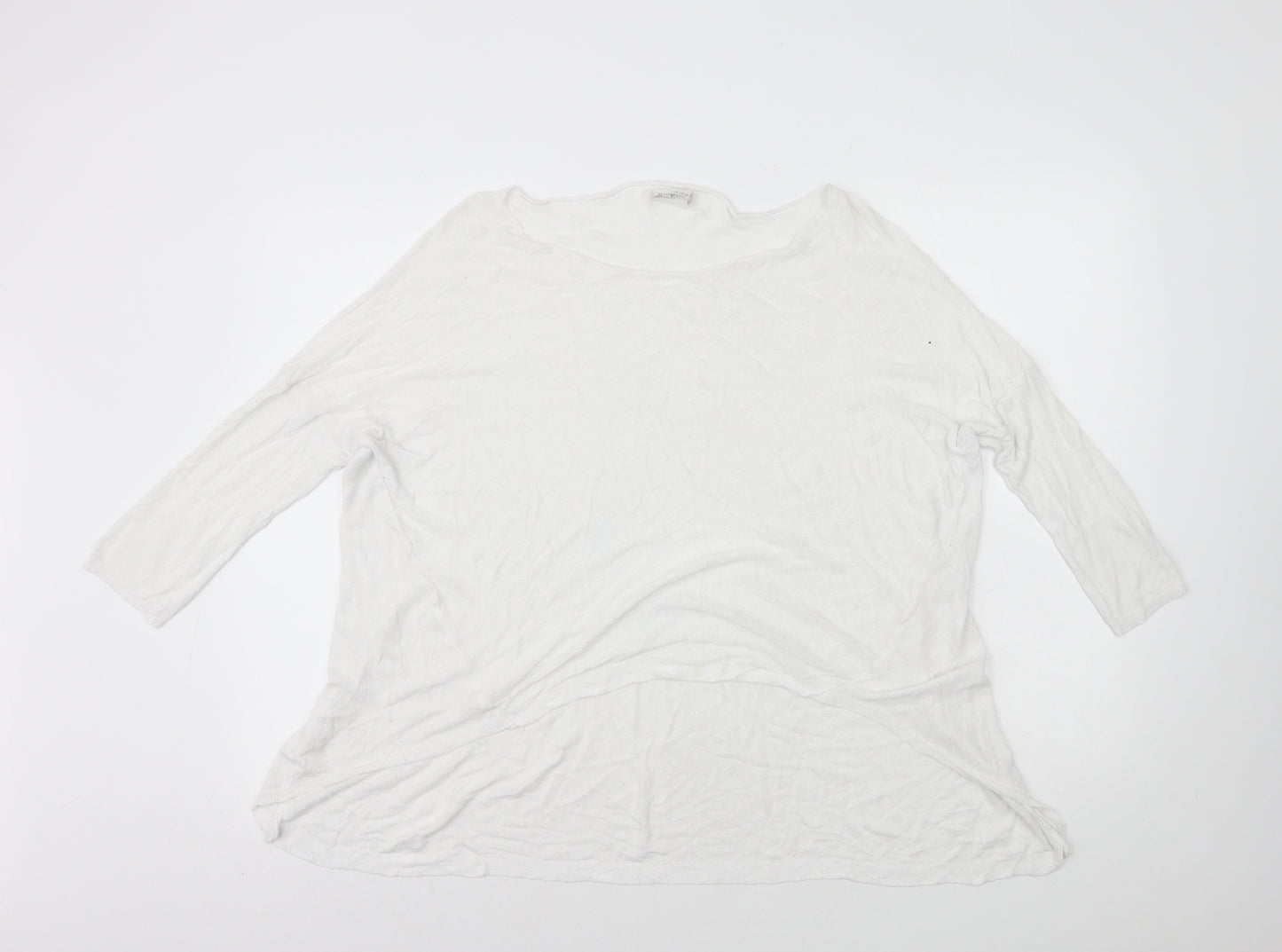 Made in Italy Womens White Viscose Basic T-Shirt Size M Scoop Neck