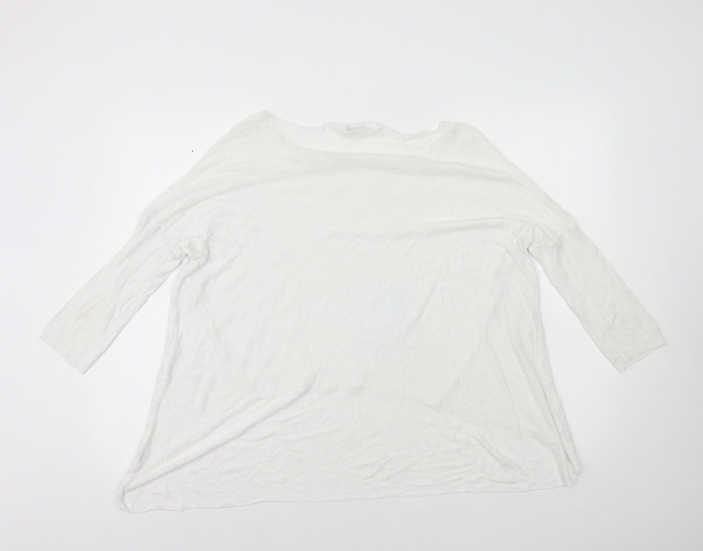 Made in Italy Womens White Viscose Basic T-Shirt Size M Scoop Neck