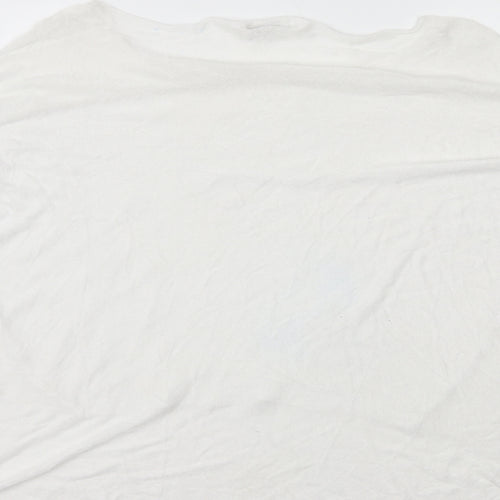 Made in Italy Womens White Viscose Basic T-Shirt Size M Scoop Neck