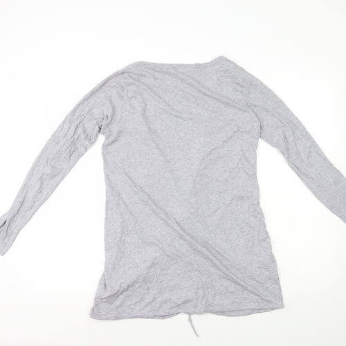 Marks and Spencer Womens Grey V-Neck 100% Cotton Cardigan Jumper Size 16 - Drawstring