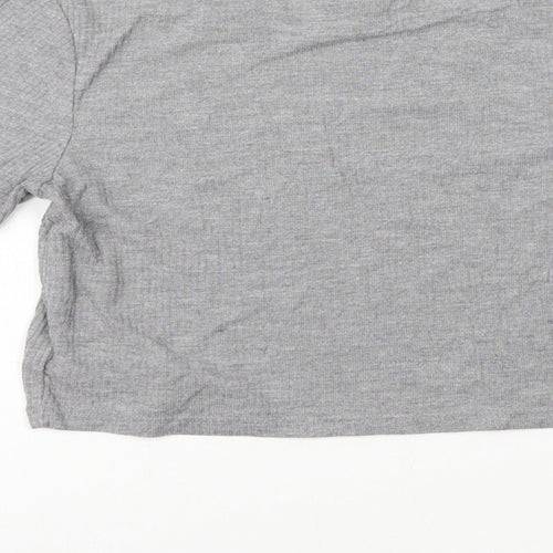 Topshop Womens Grey Viscose Cropped T-Shirt Size 8 Round Neck