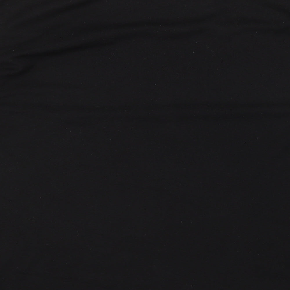 Preworn Womens Black Striped Polyester Basic T-Shirt Size XL Round Neck - Elbow Patches