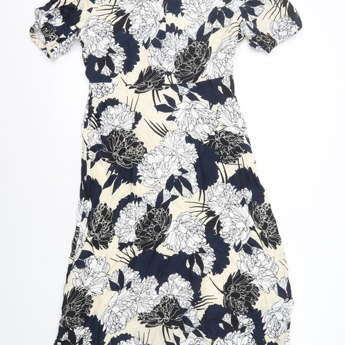 Autograph Womens Multicoloured Floral Cupro A-Line Size 10 Round Neck Zip