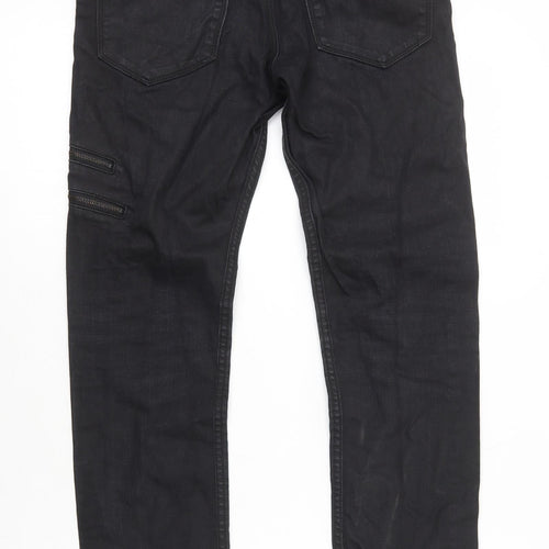 H&M Womens Black Cotton Skinny Jeans Size 10 L27 in Regular Zip - Coated, Zip Detail