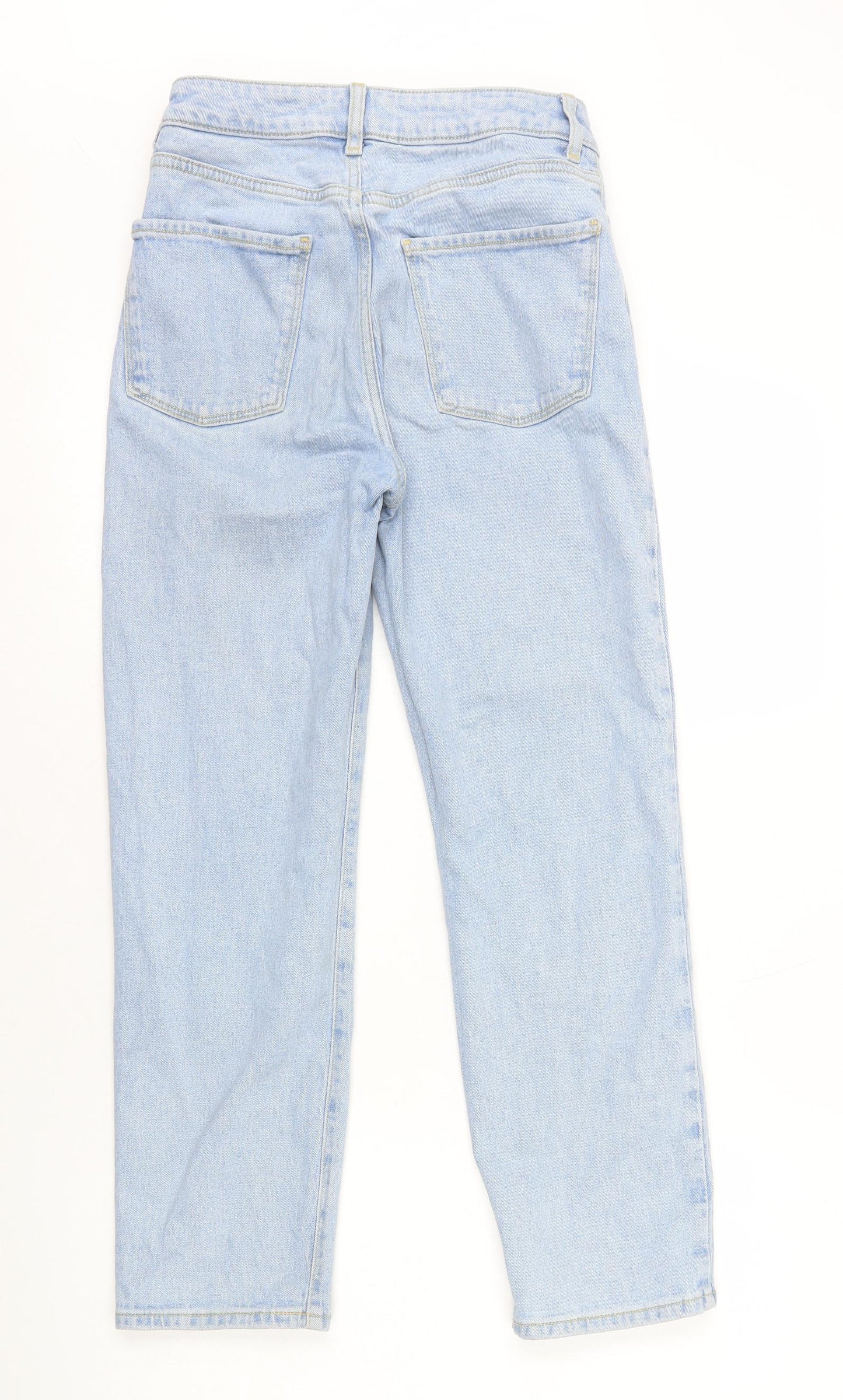 New Look Girls Blue Cotton Straight Jeans Size 12 Years L25 in Regular Zip