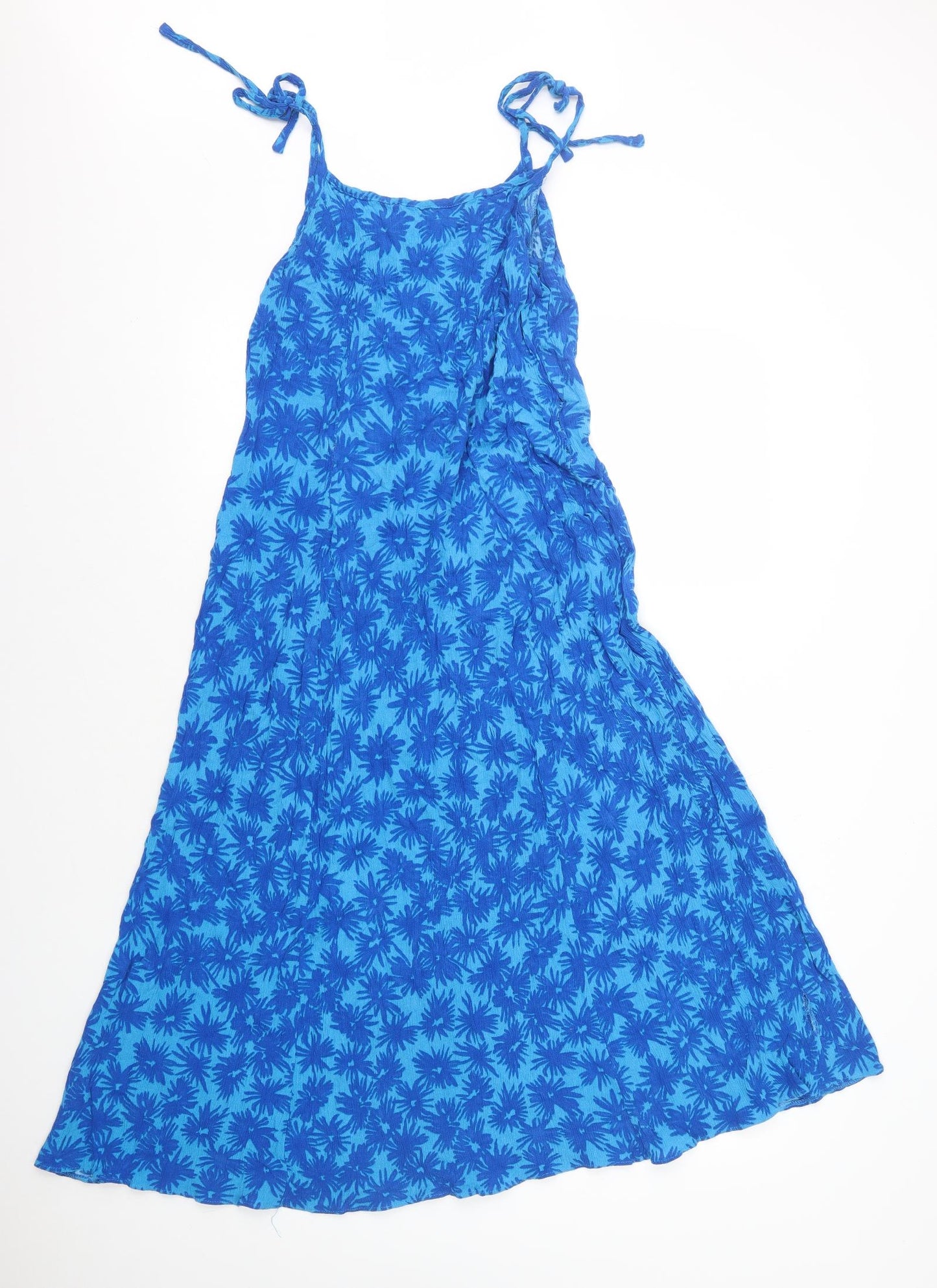 CL 322 Womens Blue Geometric Viscose A-Line Size 16 Round Neck Tie