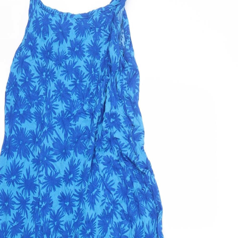 CL 322 Womens Blue Geometric Viscose A-Line Size 16 Round Neck Tie