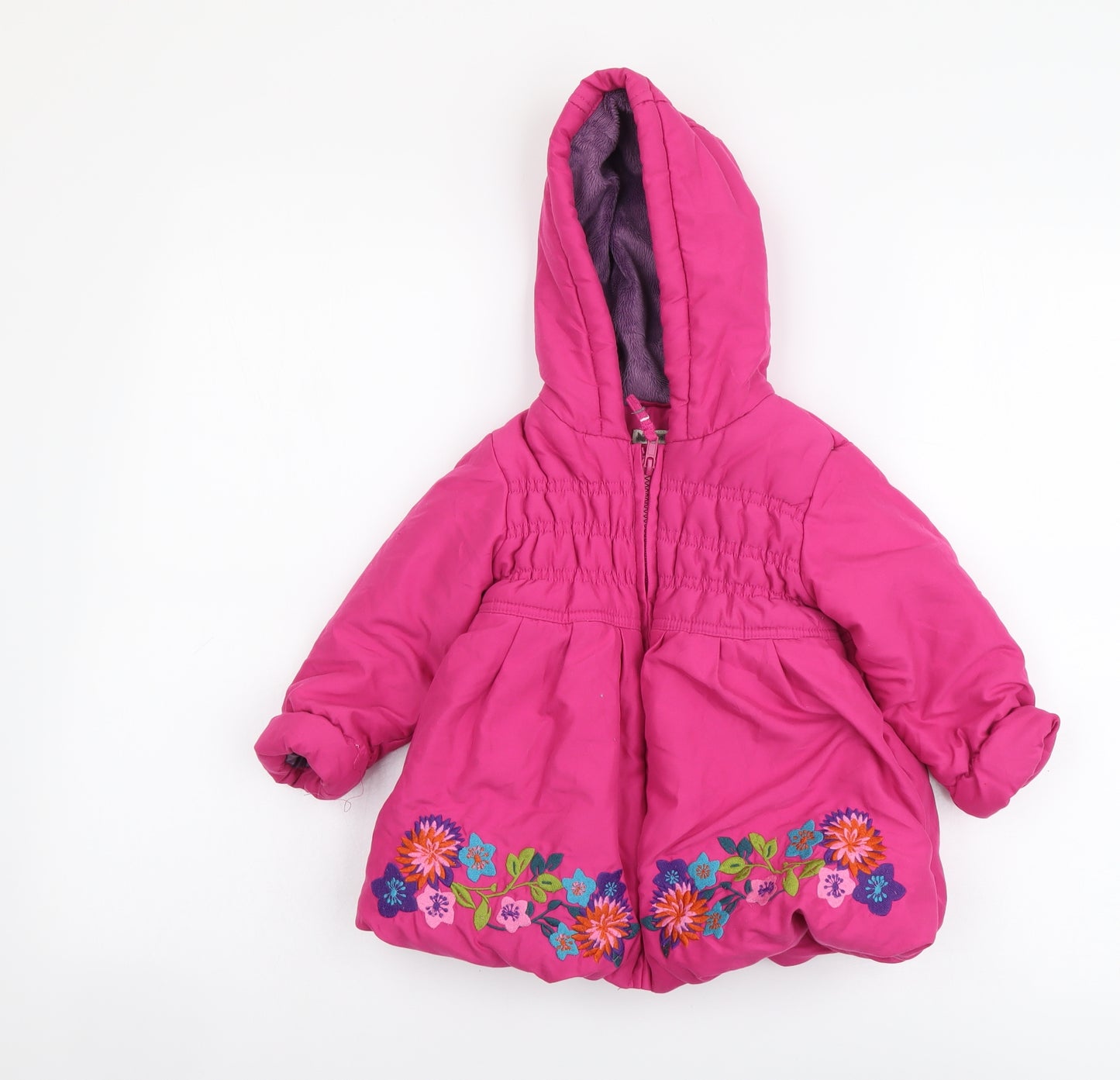 John Lewis Girls Pink Floral Basic Jacket Jacket Size 12-18 Months Zip