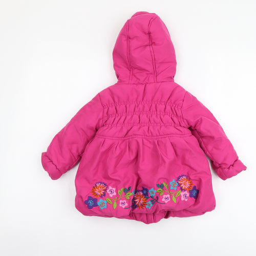 John Lewis Girls Pink Floral Basic Jacket Jacket Size 12-18 Months Zip