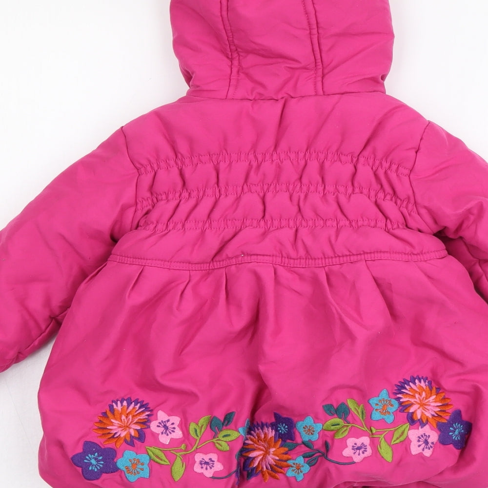 John Lewis Girls Pink Floral Basic Jacket Jacket Size 12-18 Months Zip