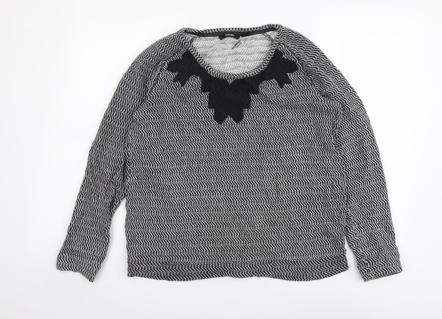 ESMARA Womens Black Geometric Cotton Basic Blouse Size 18 Round Neck