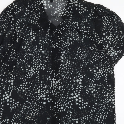 Lipsy Womens Black Polka Dot Polyester Basic Button-Up Size 12 Collared