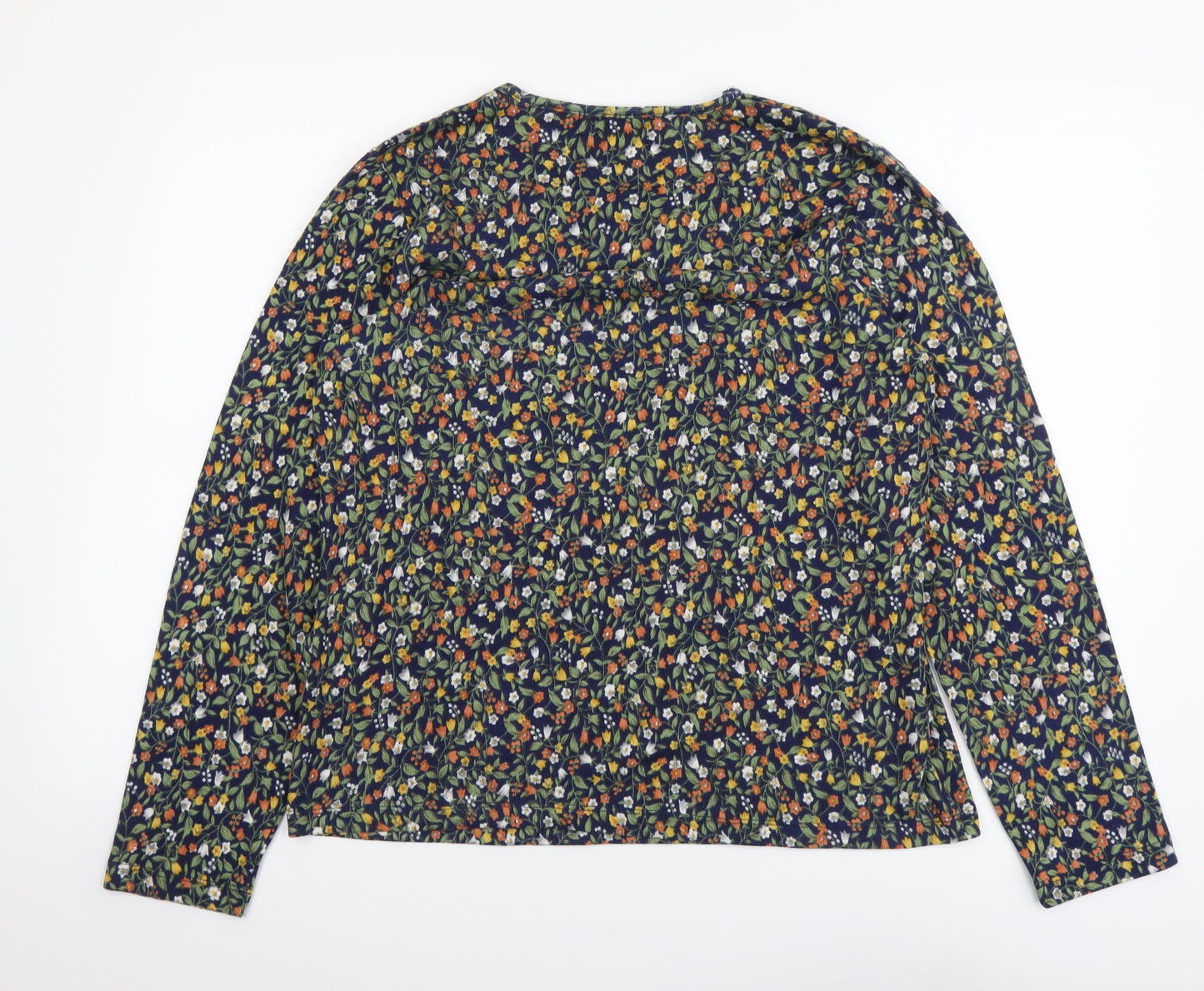 Hepburn Womens Multicoloured Floral Polyester Basic T-Shirt Size M Round Neck