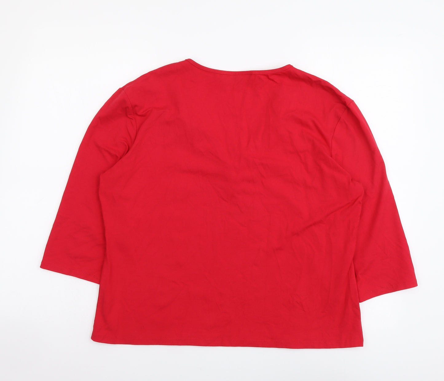 Alex & Co. Womens Red Viscose Basic Blouse Size 20 V-Neck