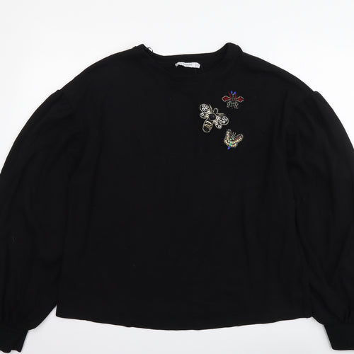 Mango Womens Black Viscose Pullover Sweatshirt Size L Pullover