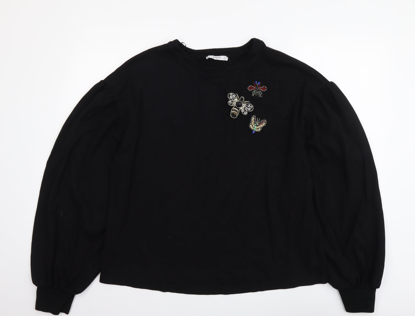 Mango Womens Black Viscose Pullover Sweatshirt Size L Pullover