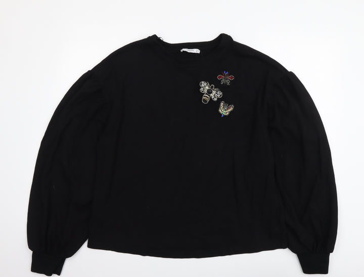 Mango Womens Black Viscose Pullover Sweatshirt Size L Pullover