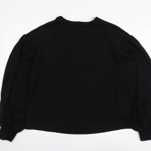 Mango Womens Black Viscose Pullover Sweatshirt Size L Pullover