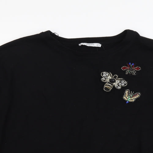 Mango Womens Black Viscose Pullover Sweatshirt Size L Pullover