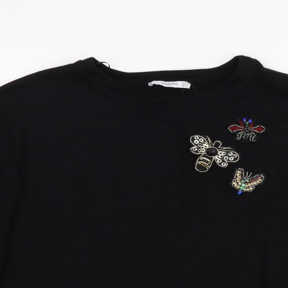 Mango Womens Black Viscose Pullover Sweatshirt Size L Pullover