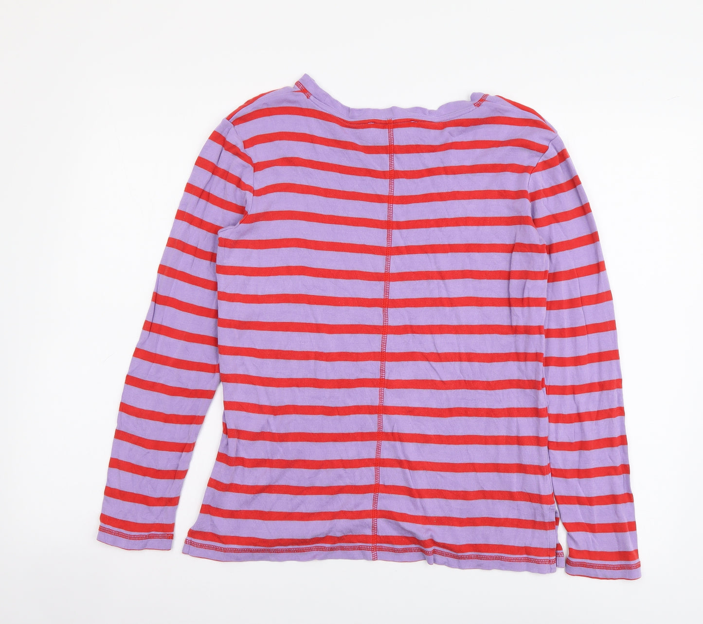 Autograph Womens Purple Striped Cotton Basic Blouse Size 8 Boat Neck