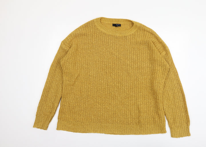 New Look Womens Yellow Round Neck Acrylic Pullover Jumper Size M