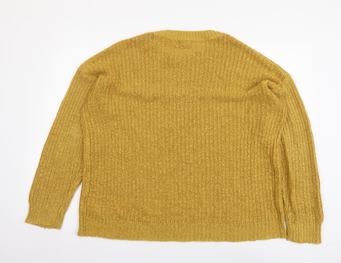 New Look Womens Yellow Round Neck Acrylic Pullover Jumper Size M